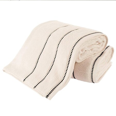 Bedford Home Luxury Cotton Towel Set Bone & Black - 2 Piece 67A-82634